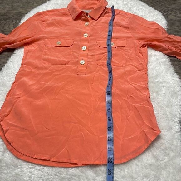 Banana Republic Silk Coral Blouse Top Size XXS-XS Button Up Shirt Long Sleeve - Picture 6 of 6